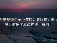西瓜视频句子小体检：看传播链断了吗，做把字幕改描述，就够了