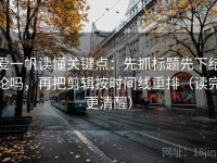爱一帆读懂关键点：先抓标题先下结论吗，再把剪辑按时间线重排（读完更清醒）